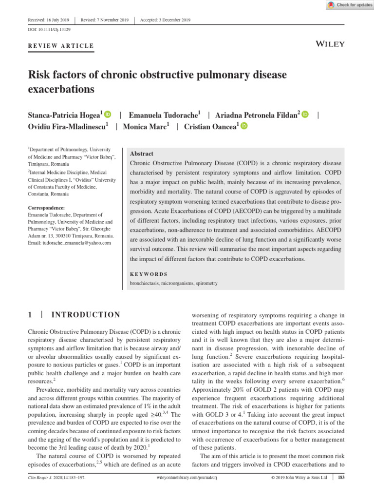 COPD Exacerbation Risk Factors | PDF | Chronic Obstructive Pulmonary ...