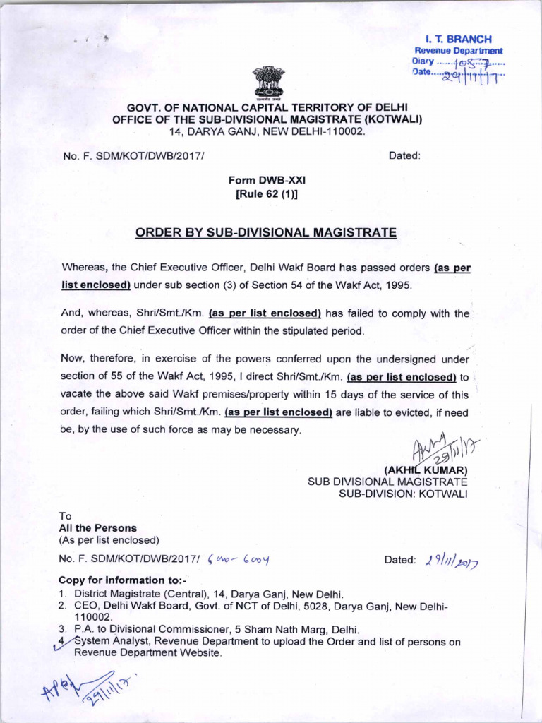 Order by Sub-Divisional Magistrate | PDF | Government