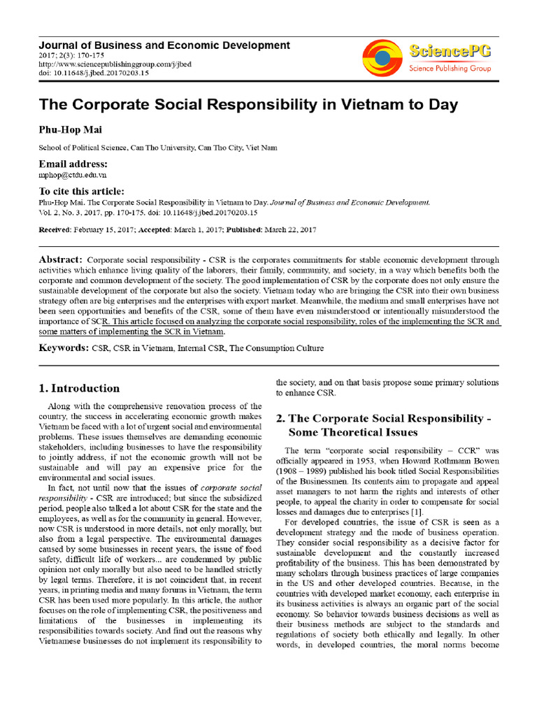 Corporate Social Responsibility in Vietn | PDF | Corporate Social ...