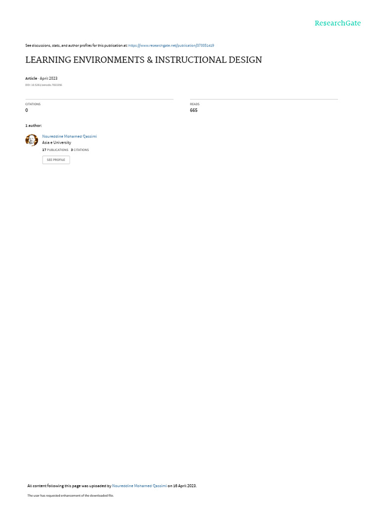 Learning Environments & Instructional Design | PDF | Instructional ...