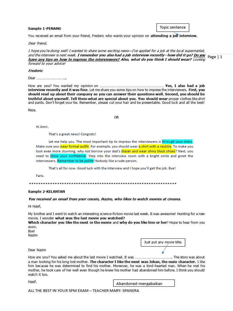 SPM Exam Tips and Sample Emails | PDF | Cybercrime | Cash