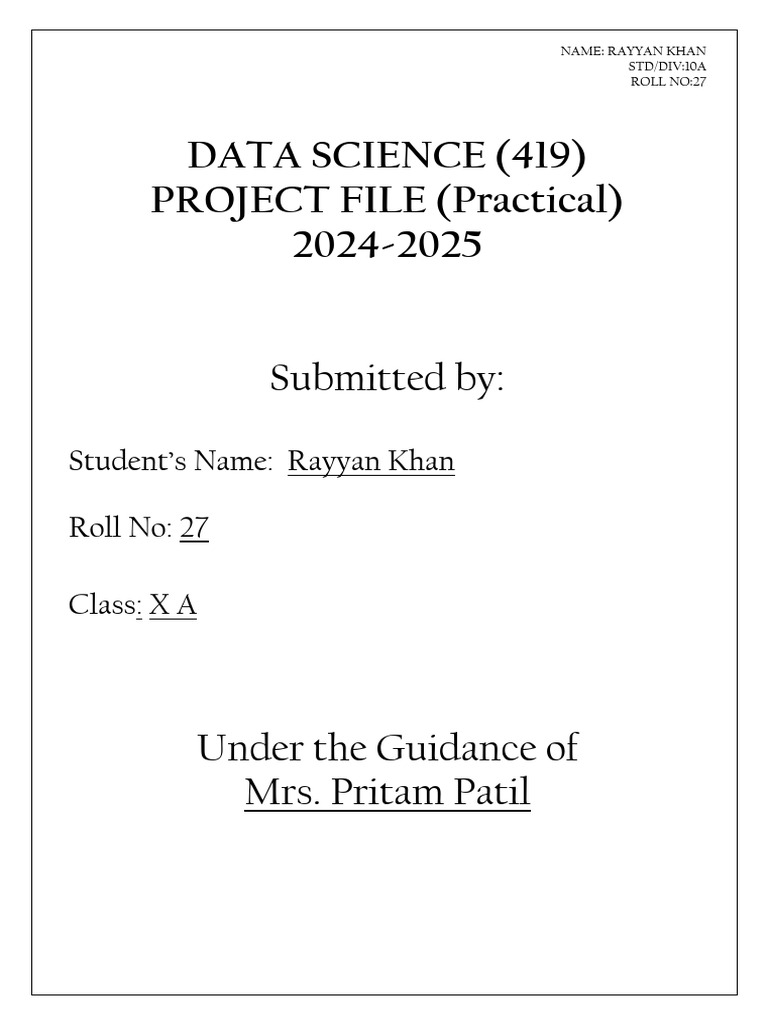 Data Science Project Report 2024-2025 | PDF | Percentile | Statistical ...