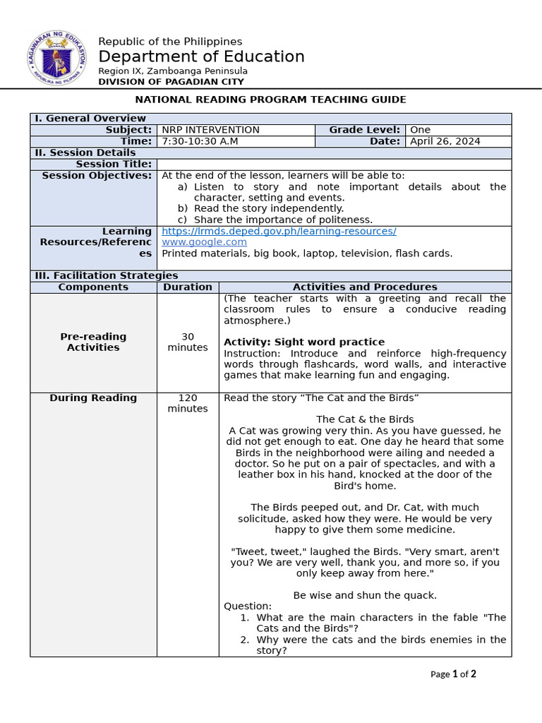 NRP-INTERVENTION - April 26 | PDF | Learning Methods | Education Theory