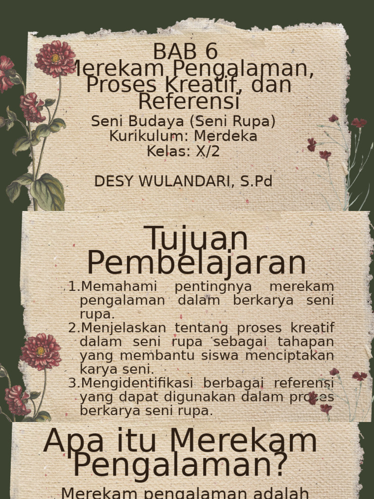 Bab 6 Merekam Pengalaman Proses Kreatif Dan Referensi Pdf