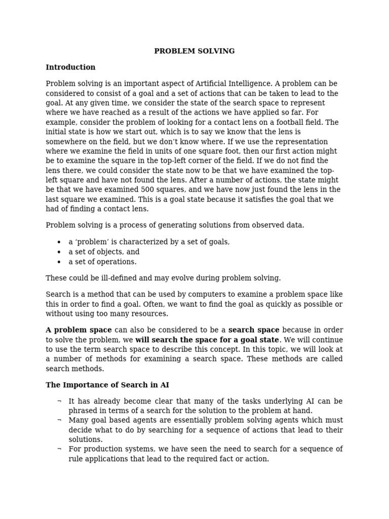 3C Problem Solving in AI | PDF | Artificial Intelligence | Intelligence ...