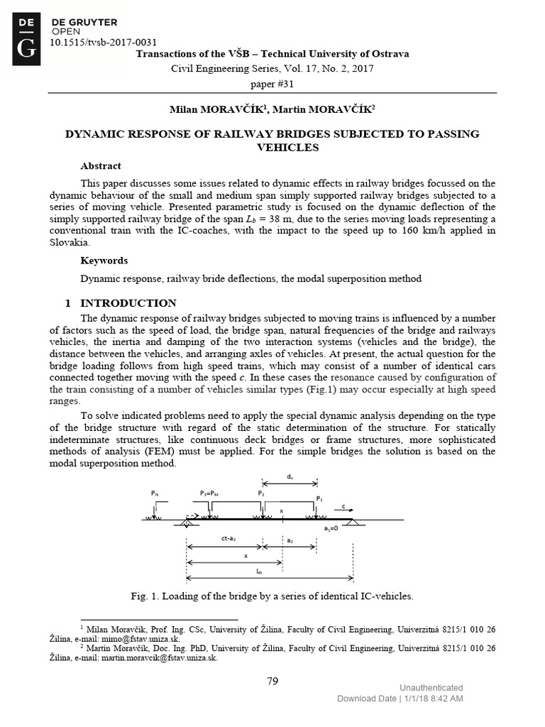 Dynamic Response of Railway Bridges Subjected To P | PDF | Bridge ...