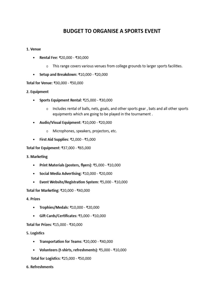 Sports Event Budget Overview | PDF