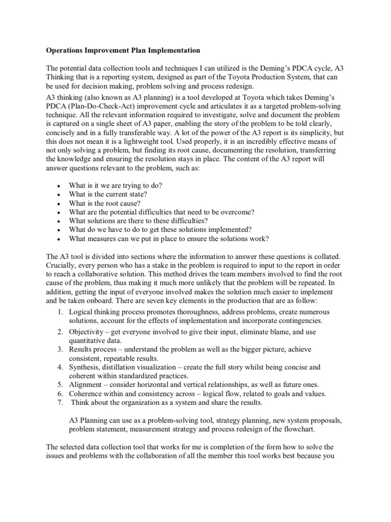 Example of an operational plan picture