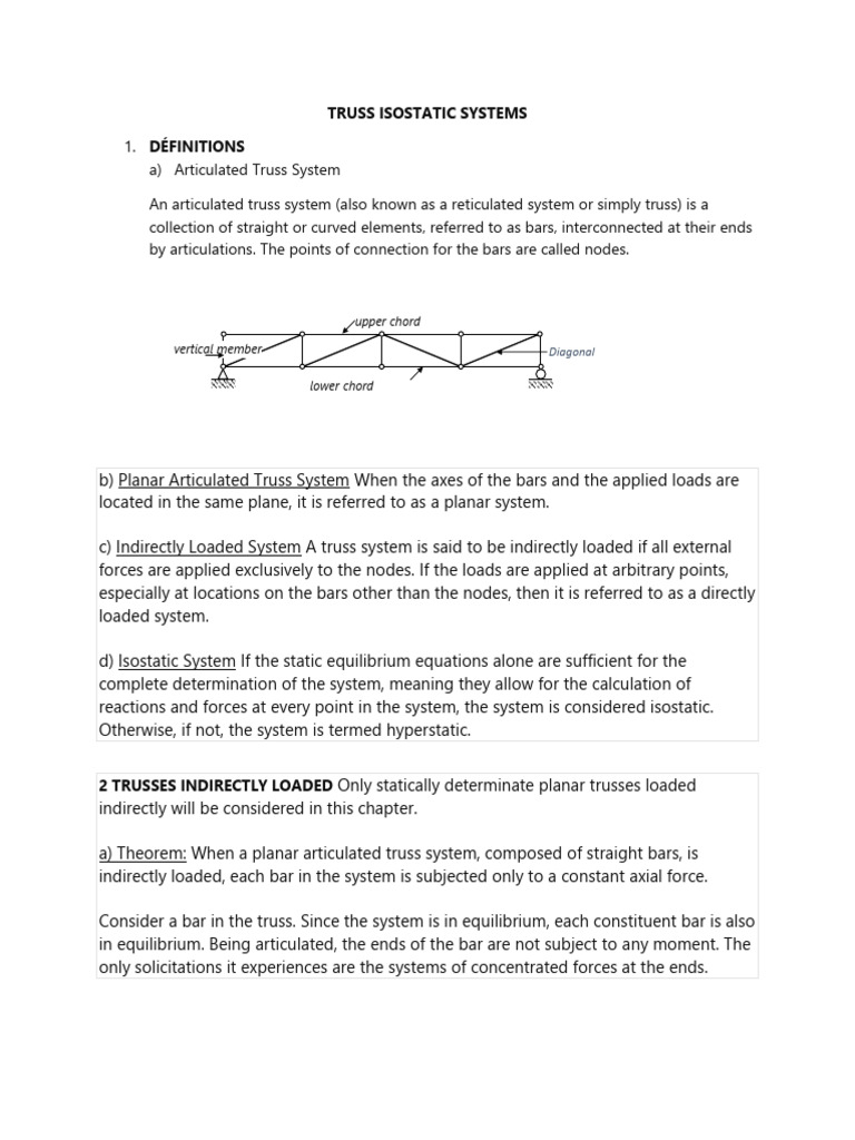 Isostatic Truss Systems Explained | PDF | Truss | Force