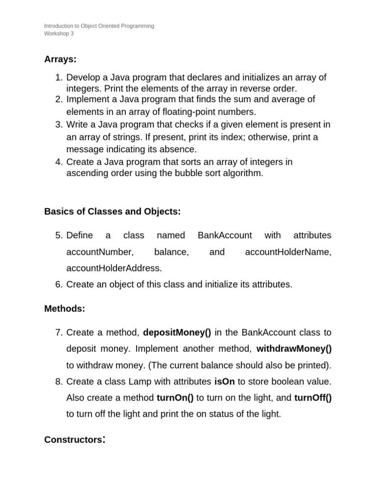 Workshop 3 90187 | PDF | Constructor (Object Oriented Programming ...