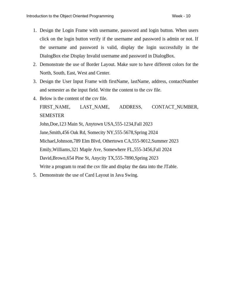 Java Swing Object-Oriented Programming Guide | PDF