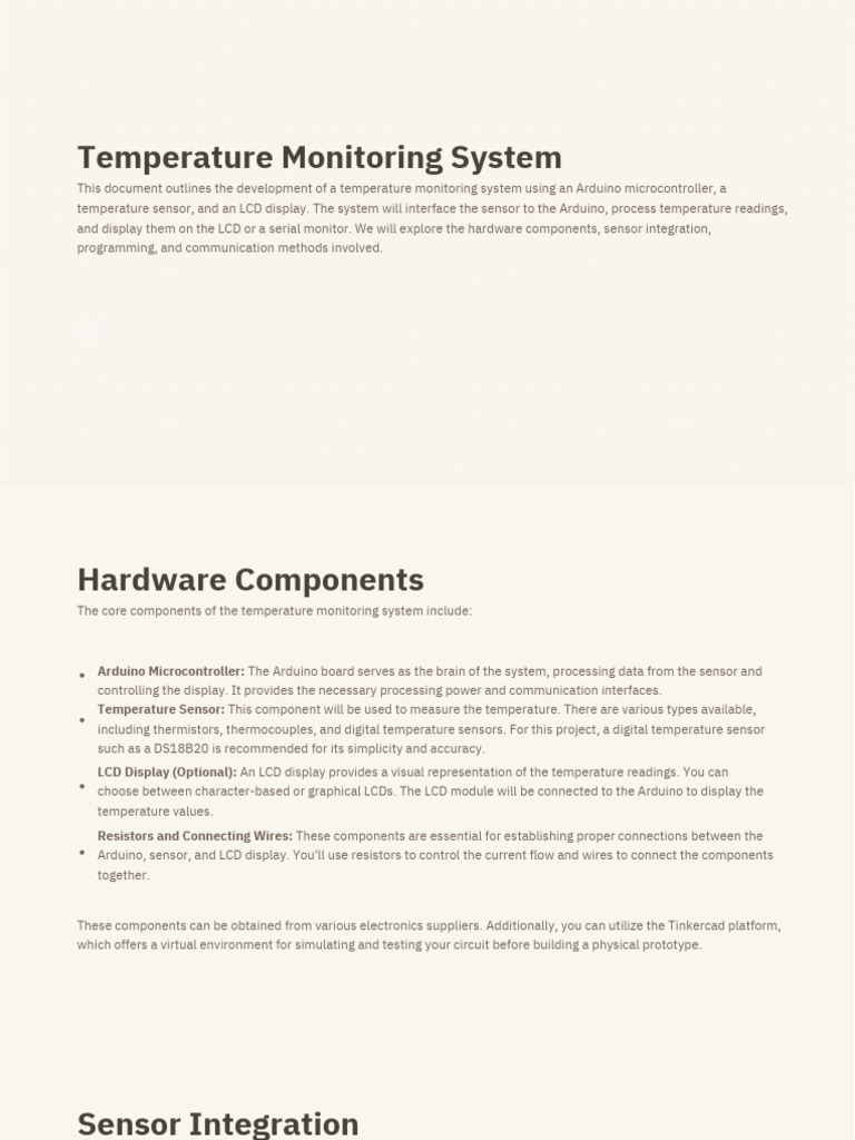 Arduino Temperature Monitoring Guide | PDF | Arduino | Sensor