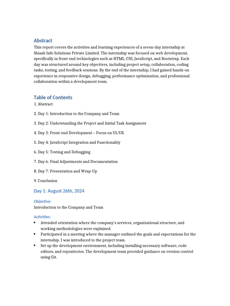 Expanded Internship Report Jaya Karshini | PDF | Java Script | Websites