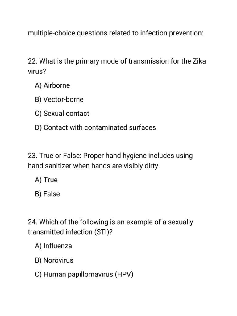 Infection Prevention Quiz Questions | PDF | Infection | Methicillin ...