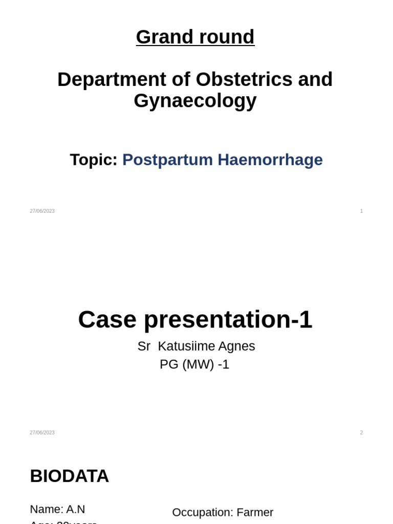 PPH Grand Round - Final-2 | PDF | Diseases And Disorders | Medical ...