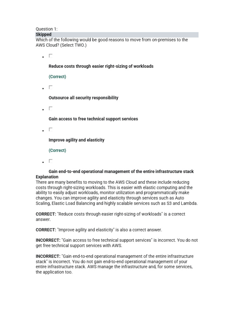 MockTest AWS CCP 8 Sept 2022 | PDF | Amazon Web Services | Cloud Computing