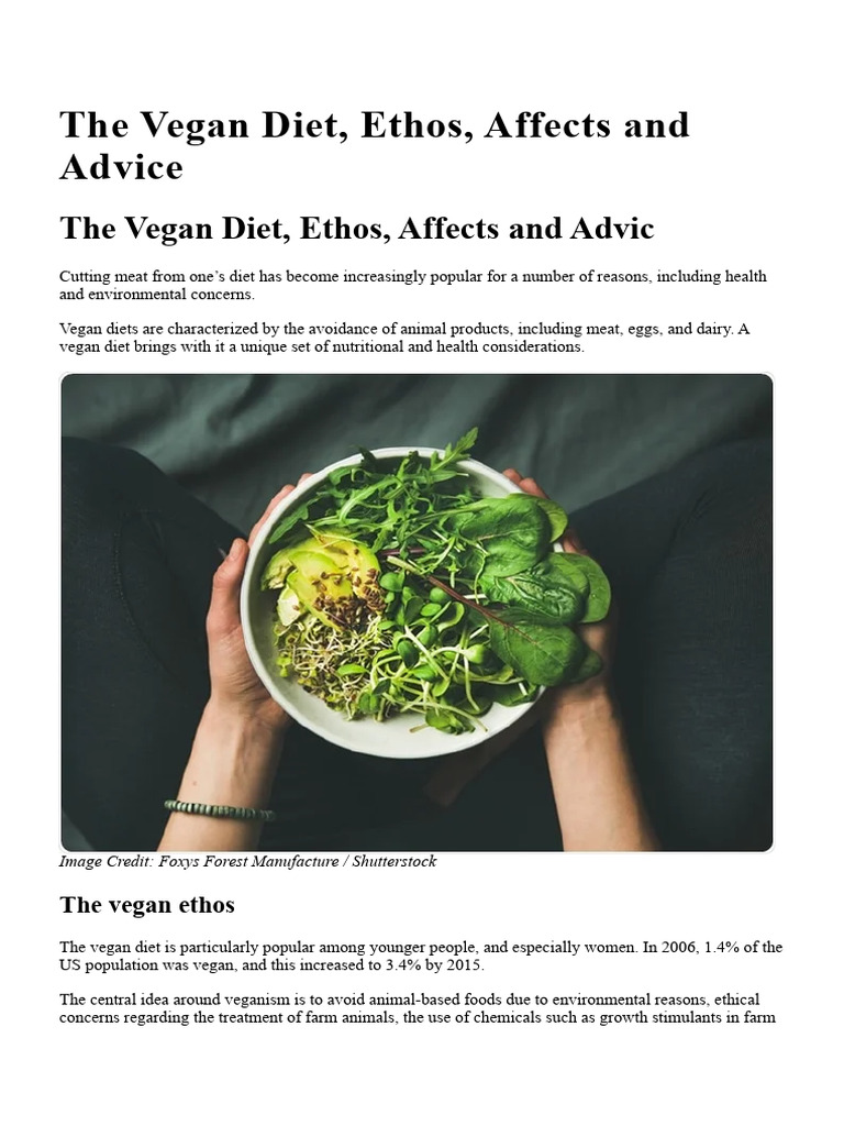 The Vegan Diet, Ethos, Affects and Advice | PDF | Veganism | Diet ...