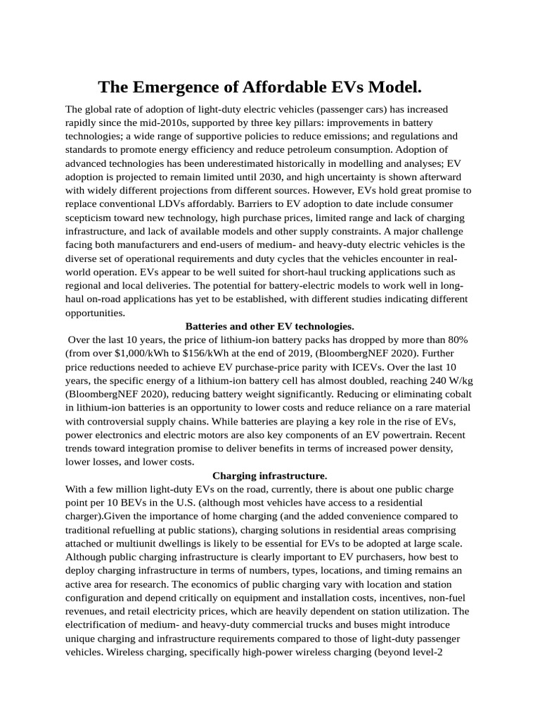 Affordable EVs: Future Prospects | PDF | Electric Vehicle | Transport