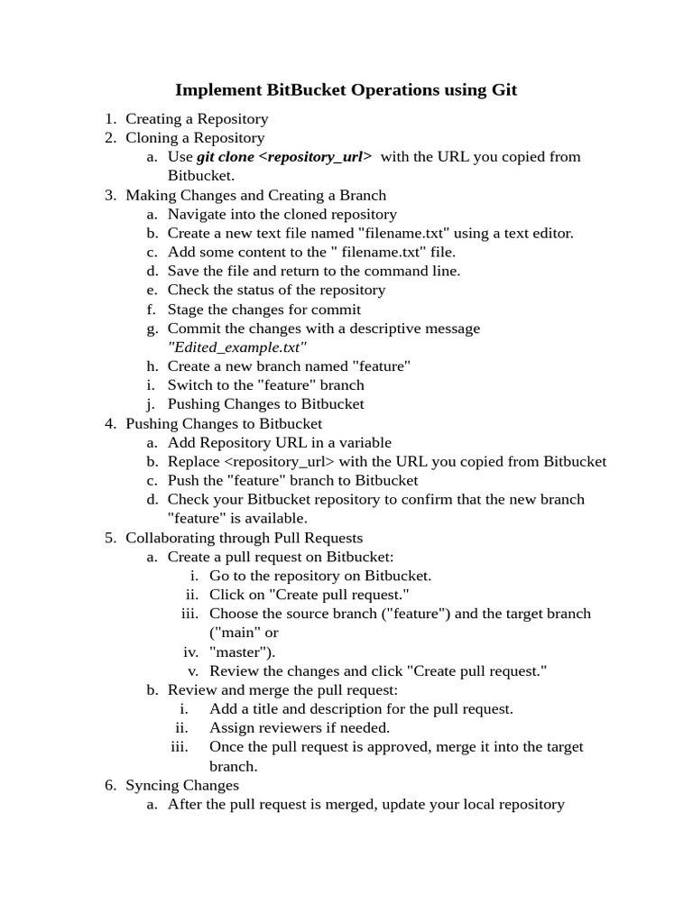 BitBucket Git Operations Guide | PDF