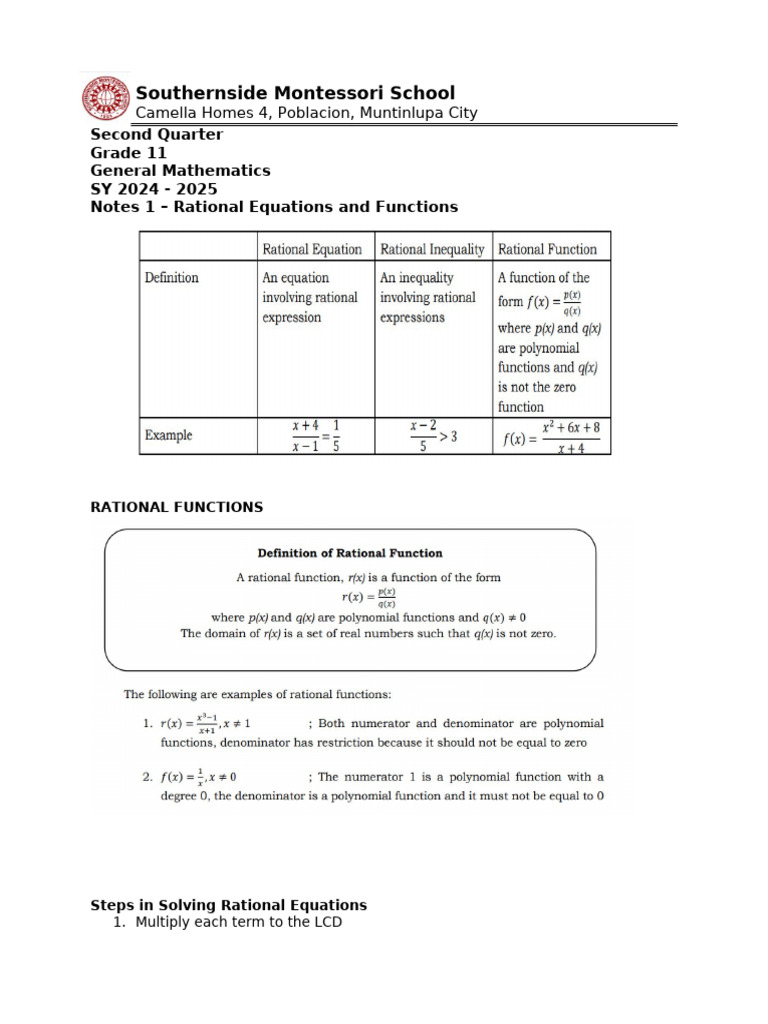 Genmath Notes1 Q2 2425 | PDF