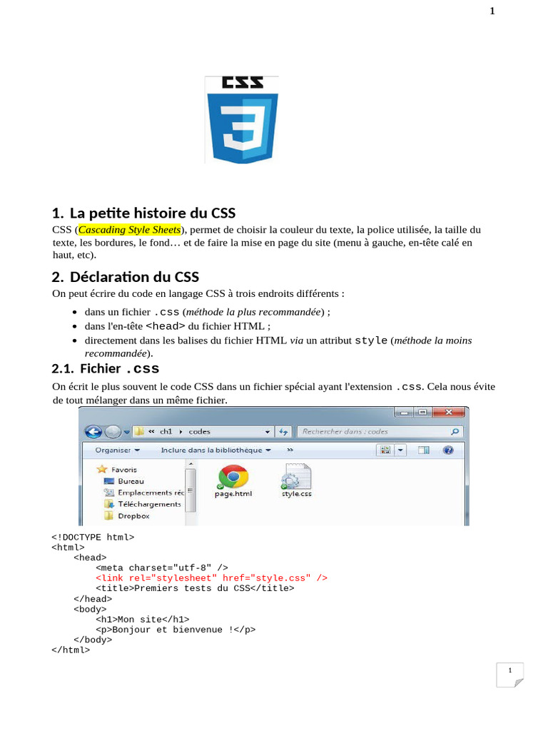 Introduction au CSS et ses applications | PDF | Langage de balisage ...
