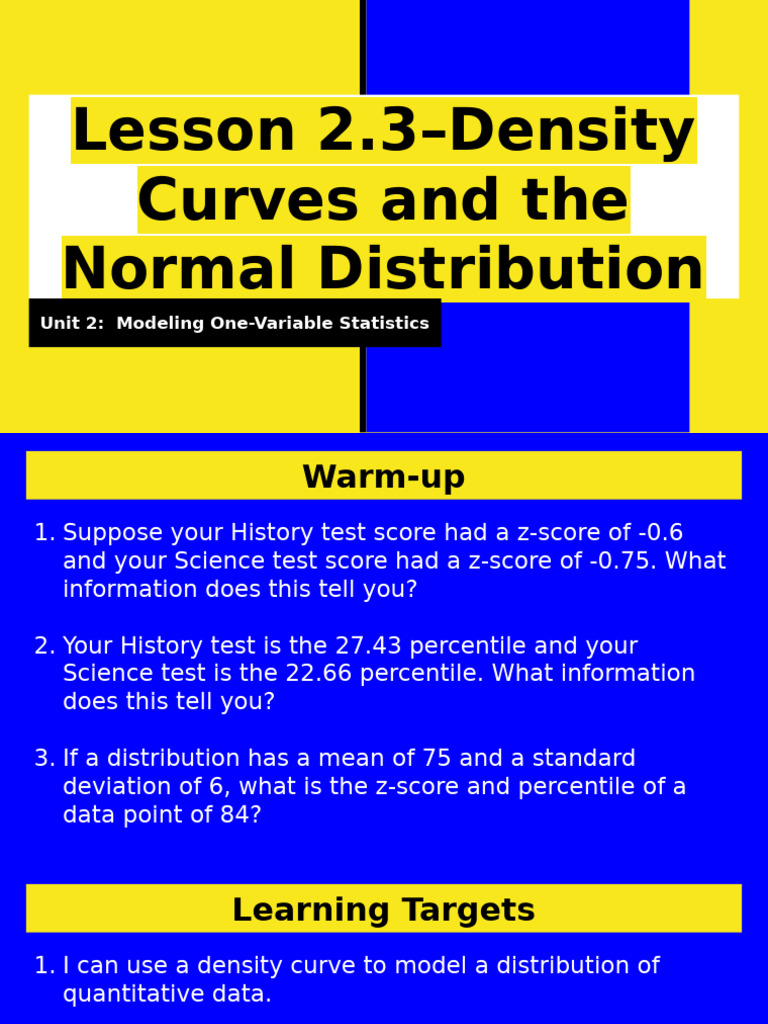 Lesson 2.3-Density Curves and The Normal Distribution | PDF | Histogram ...