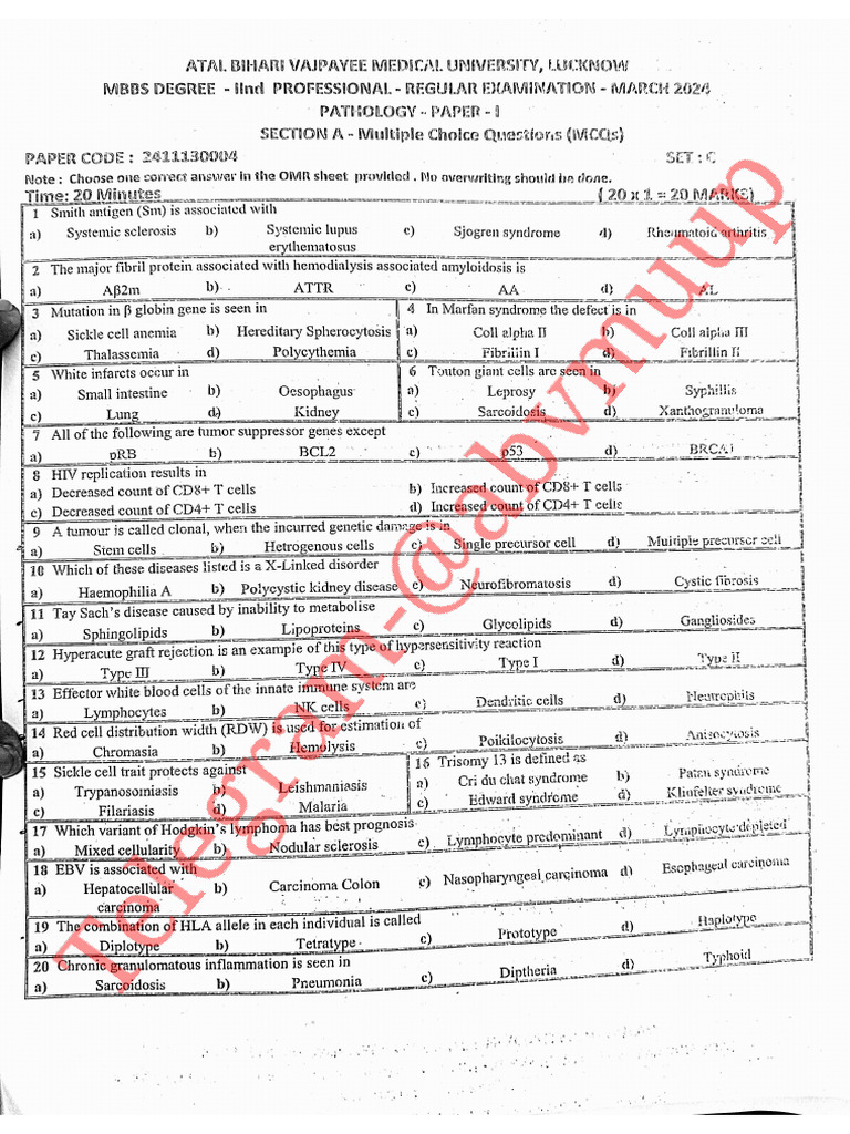 2021 Batch 2nd Proff ABVMUUP PYQ | PDF