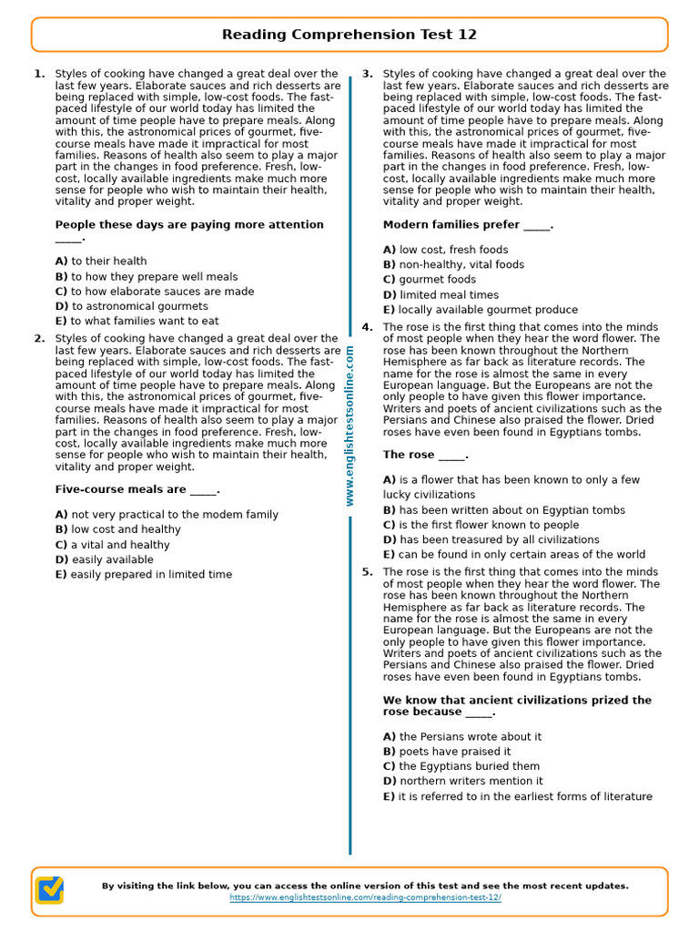 1750 - Reading Comprehension Test 12 | PDF | Caffeine | Meal