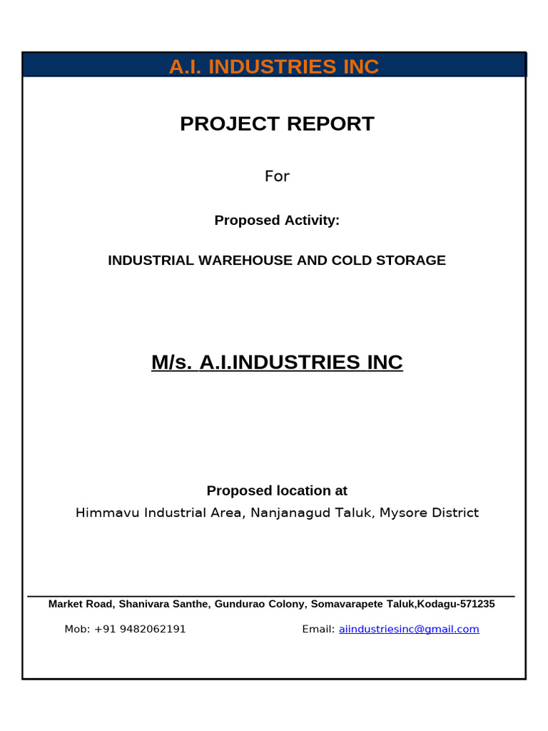 Industrial Warehouse & Cold Storage Report | PDF | Warehouse | Expense