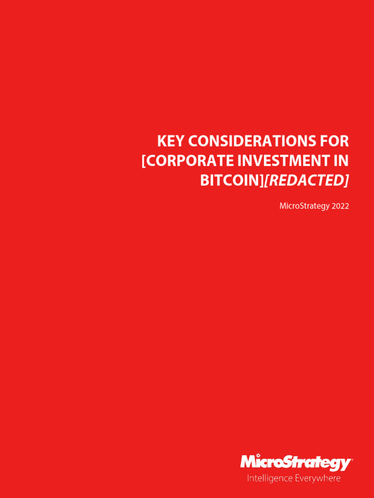 MicroStrategy Key Considerations For Corporate Investment in Bitcoin ...