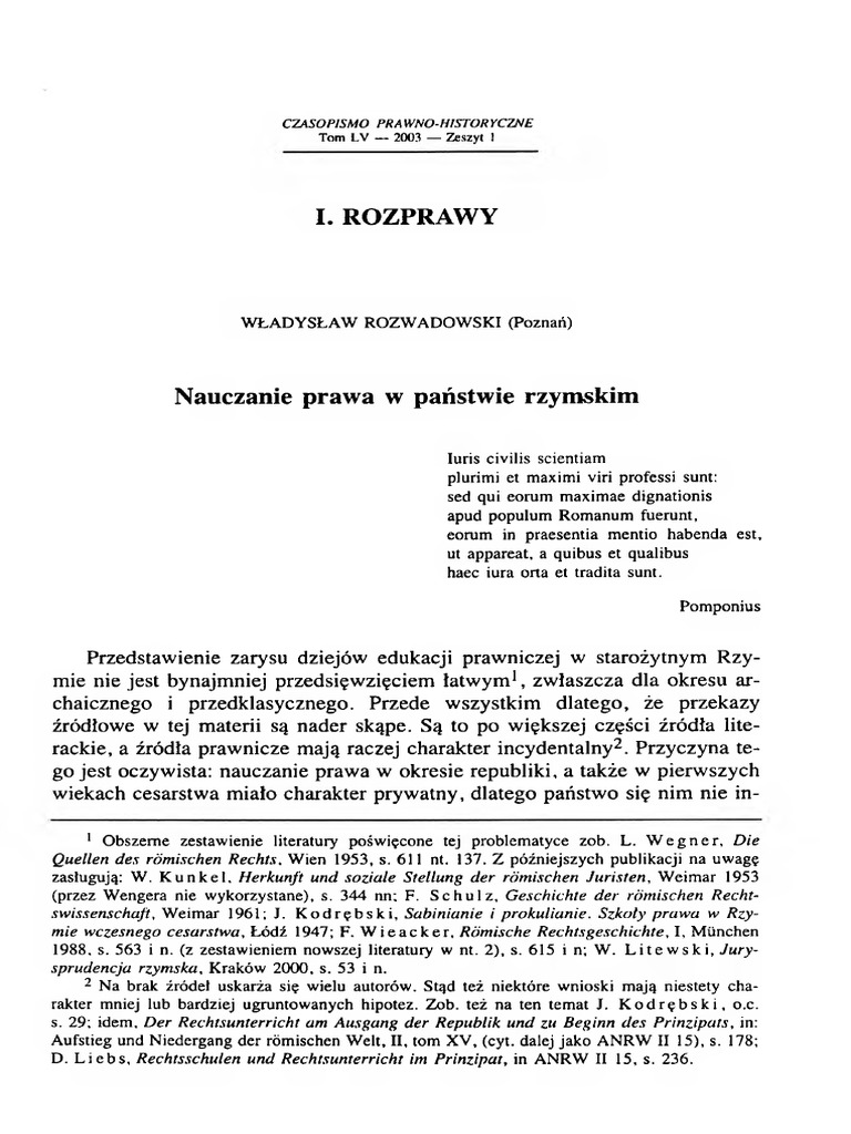 Rozwadowski Prawo Rzymskie | PDF