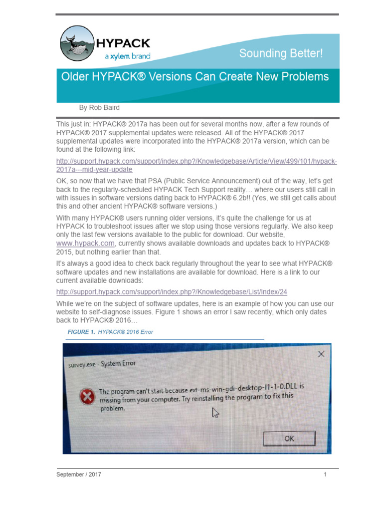 HYPACK® 2017a Update and Support Tips | PDF | Technical Support | Ibm ...