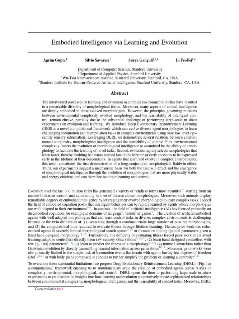 Deep Evolutionary Reinforcement Learning | PDF | Evolution | Intelligence