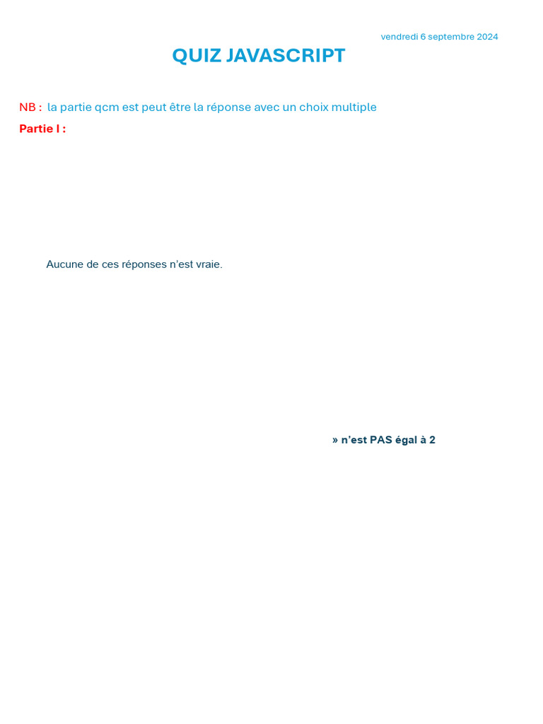 Quiz JavaScript Interactif | PDF | JavaScript | Internet