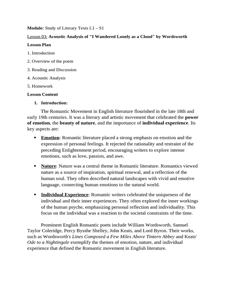SLT Lesson 03 | PDF | Metre (Poetry) | Romanticism