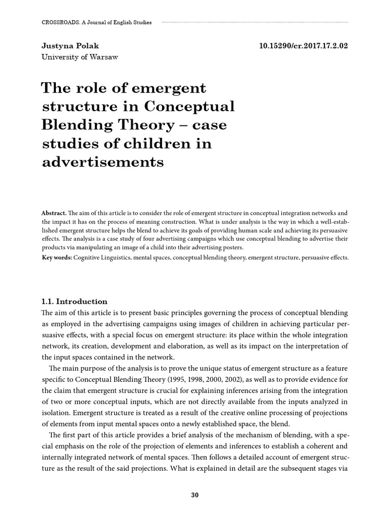Emergent Structure in Conceptual Blending | PDF | Cognition | Cognitive ...