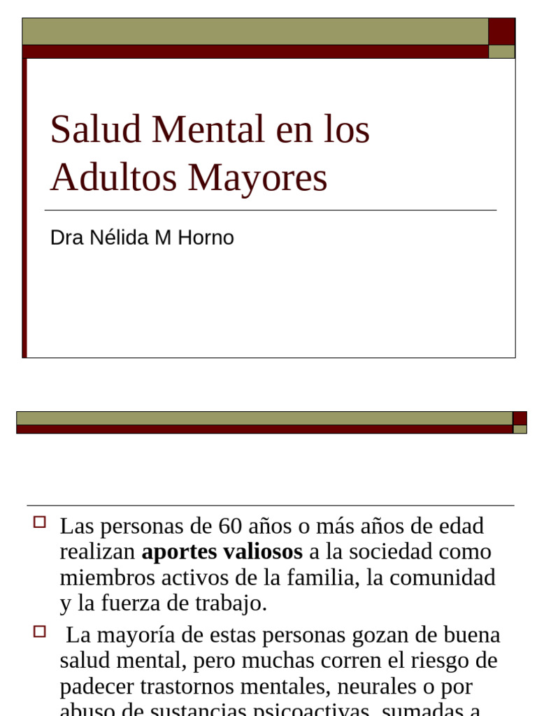 Salud Mental en Los Adultos Mayores 2022 (1) | PDF | Vejez | Trastorno ...