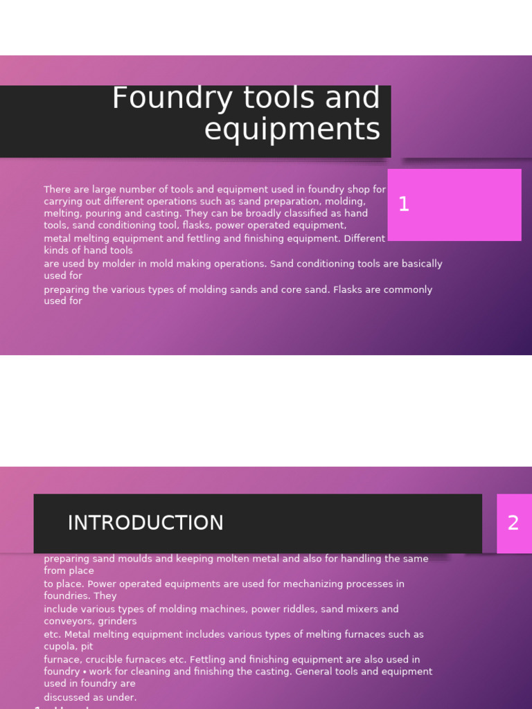 Foundry Tools and Equipment Overview | PDF | Foundry | Metalworking