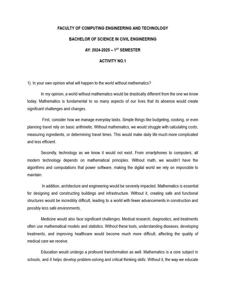 Importance of Mathematics in Civil Engineering | PDF | Teaching ...