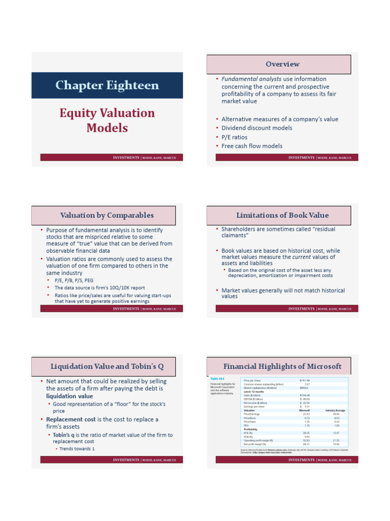 Investments CH18 | PDF | Valuation (Finance) | Book Value