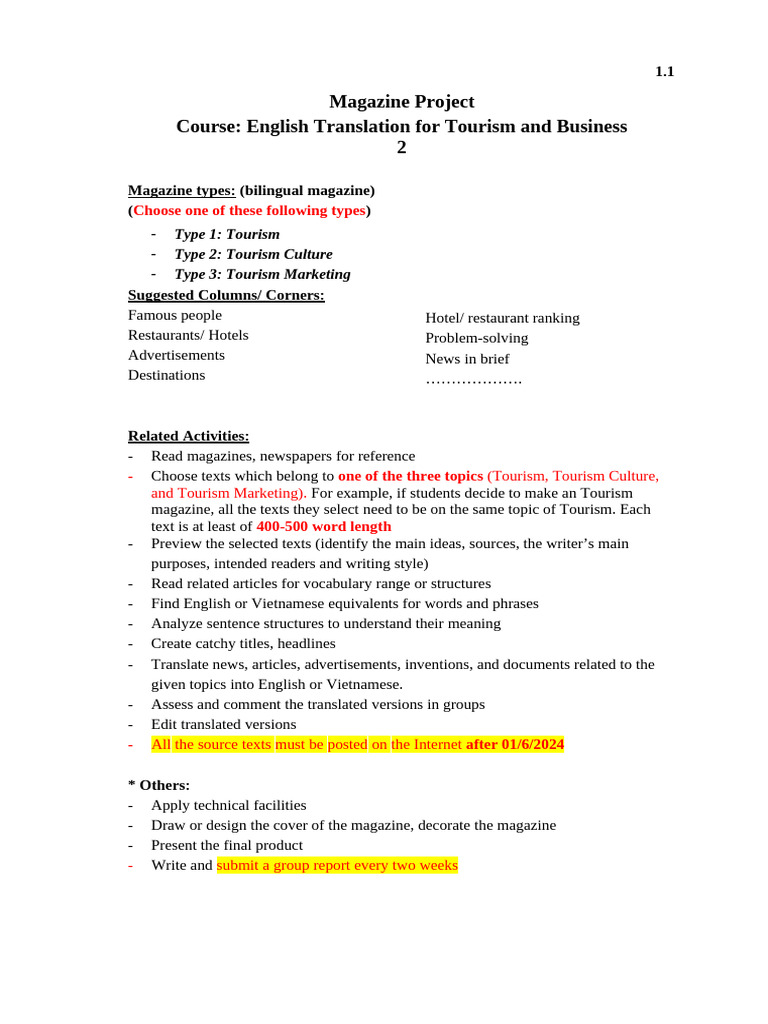 Bilingual Magazine Project Guide | PDF | Translations | News