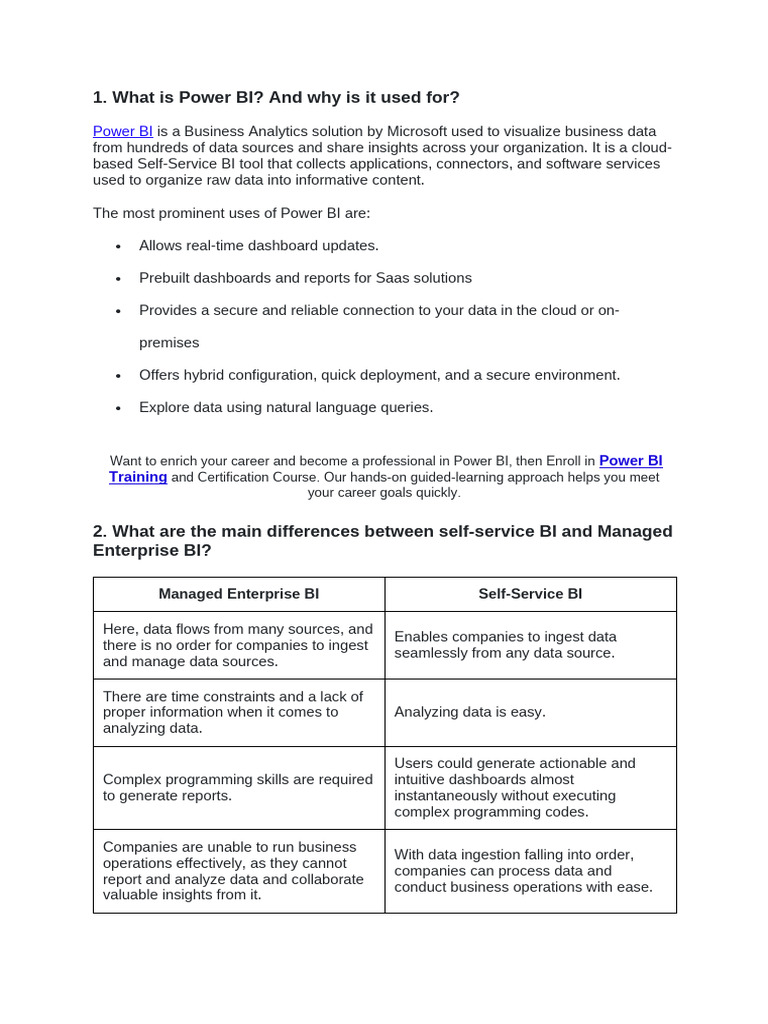 PowerBI QA MindMajix PDF Microsoft Excel Business Intelligence