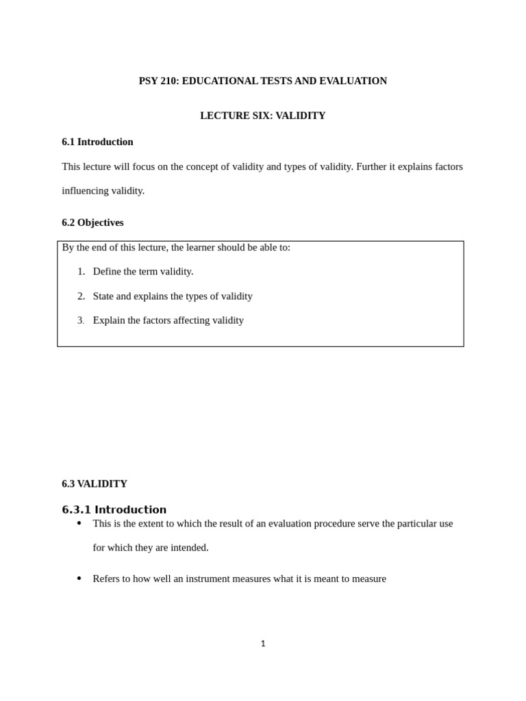 PSY 210 L6 Validity | PDF | Validity (Statistics) | Psychology