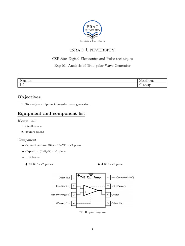 Triangular Wave Generator Analysis | PDF | Operational Amplifier ...