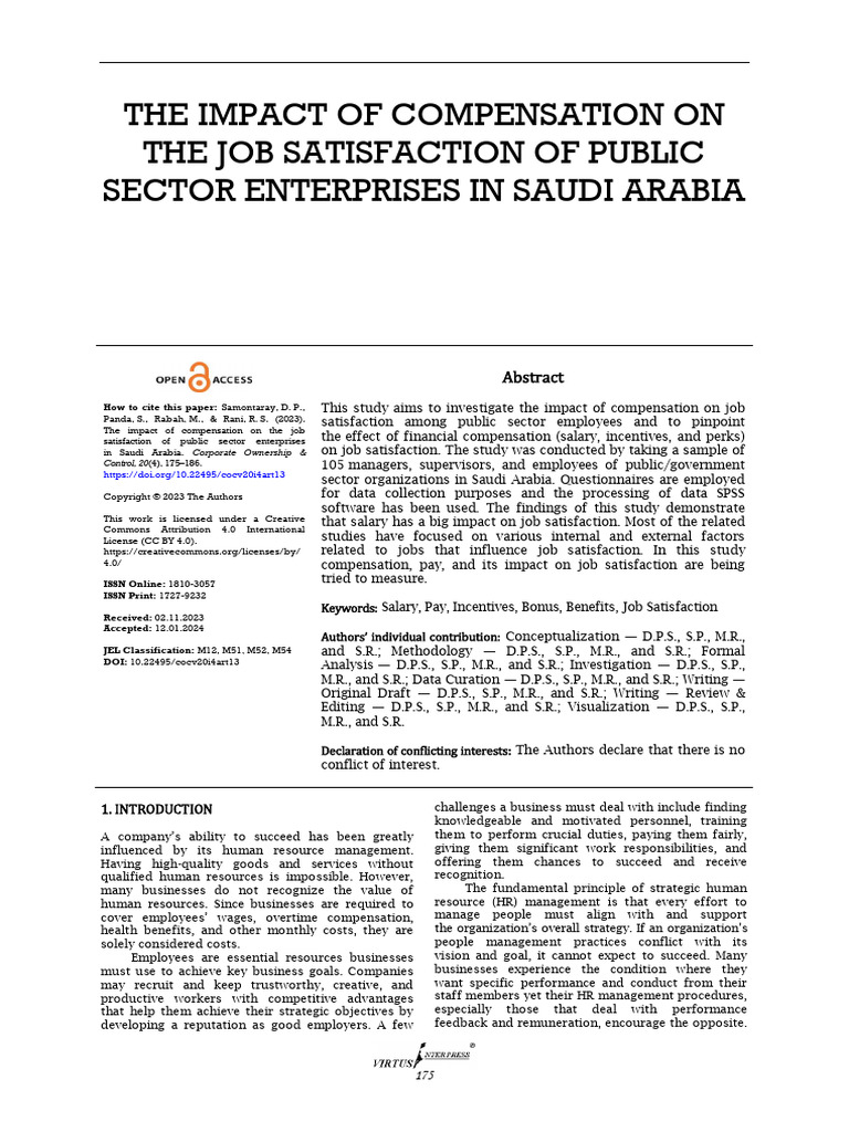The Impact of Compensation On The Job Satisfaction | PDF | Job ...