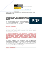 Sintesis Del Dictamen Sobre Reforma Politica en El Senado