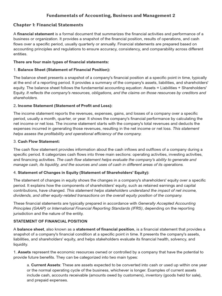 Understanding Financial Statements Basics | PDF | Equity (Finance ...