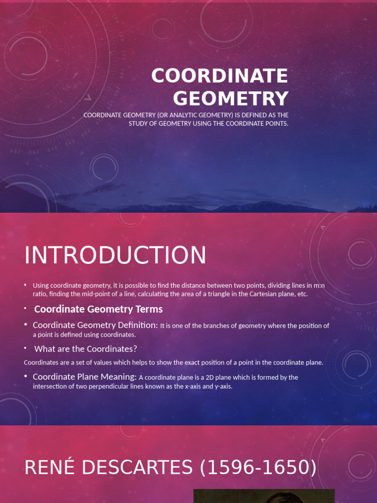 Coordinate Geometry Pdf Cartesian Coordinate System Analytic Geometry