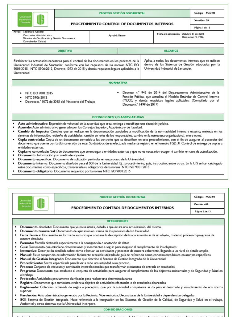 Control de Documentos ISO 9001:2015 | PDF | Gestión de registros ...