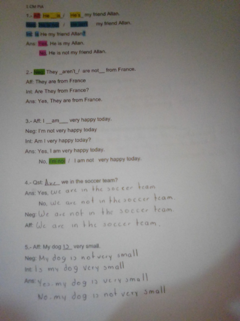 Ejercicio Verb To Be | PDF